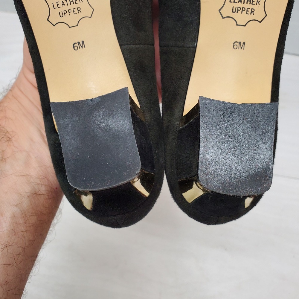 The Touch Of NINA Black Suede Leather Classic Evening Dress Heel Pump Size 6 M - Picture 14 of 16